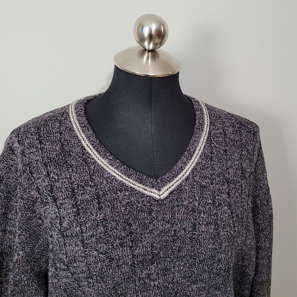 Vintage 90s purple v neck ribbed sweater - Picture 3 of 11
